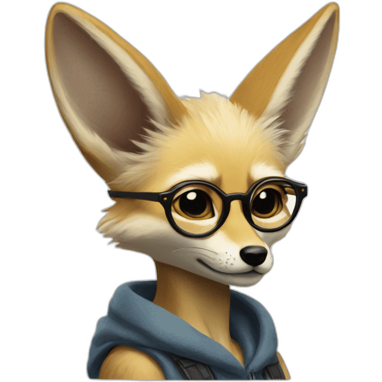 anthro fennec with glasses and mohawk haircut emoji