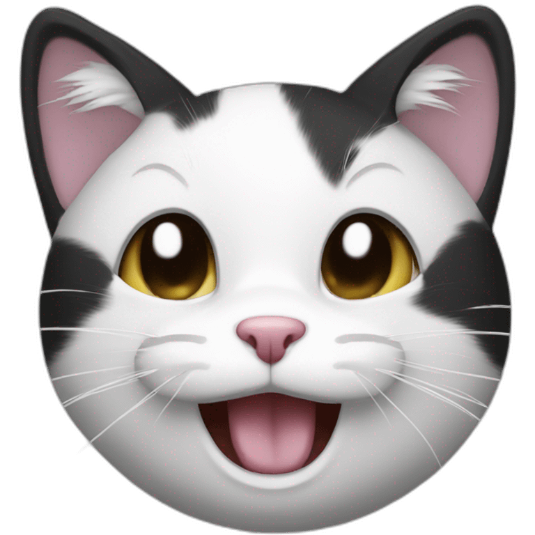 laughing to tears black and white cat emoji