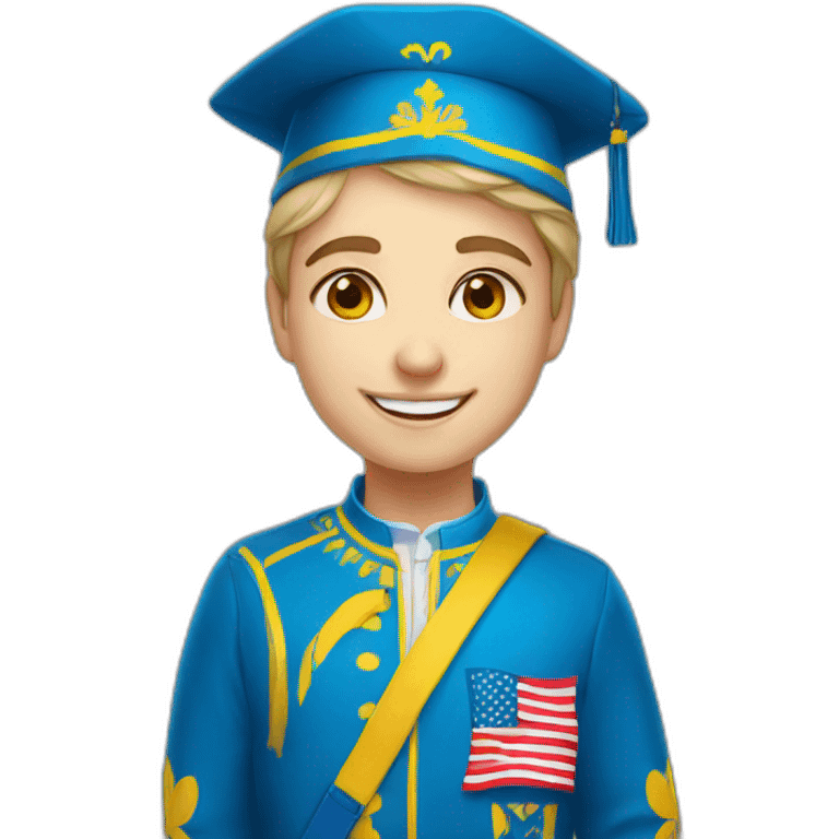 happy Ukrainian student in patriotic clothes emoji