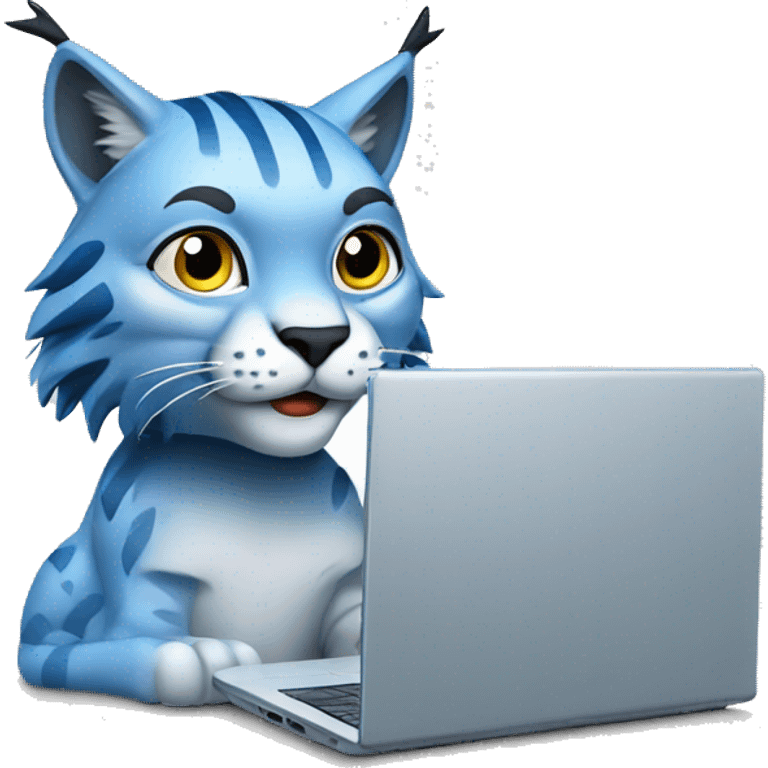 A blue lynx with a laptop emoji