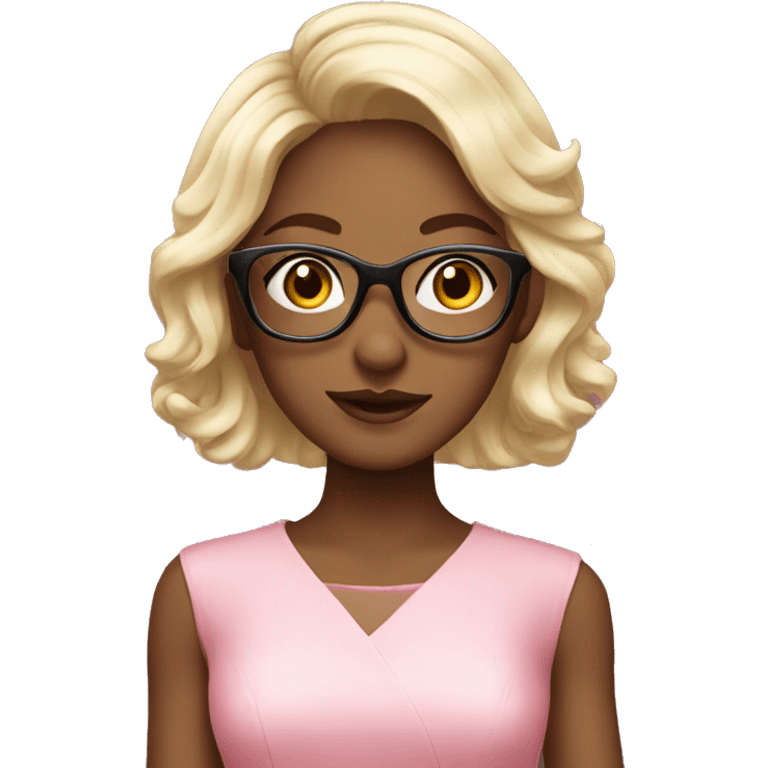 elegant girl in pink dress wearing glasses emoji