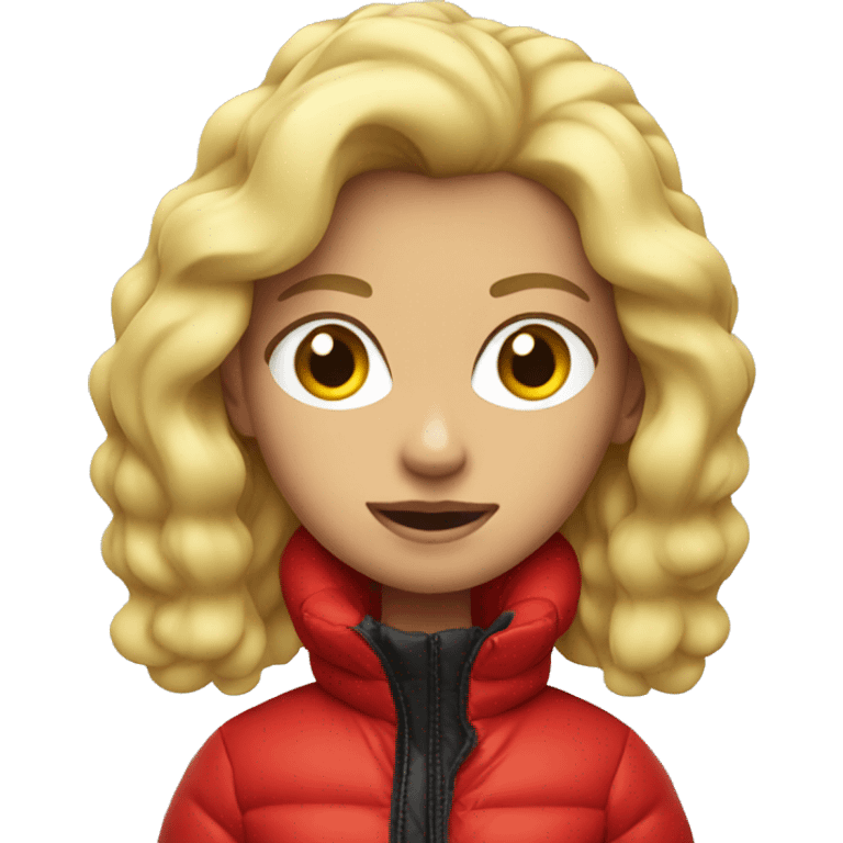 Blonde girl in red puffer jacket emoji