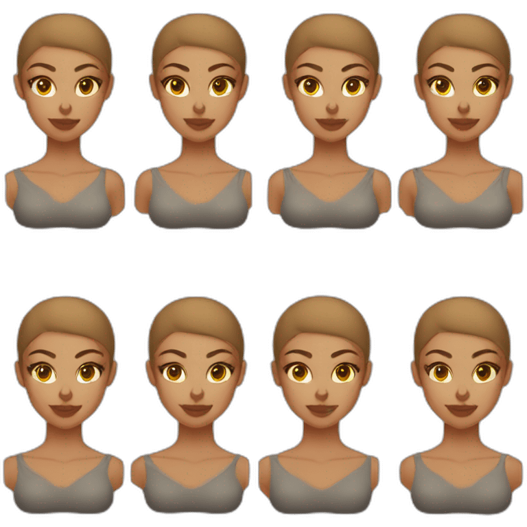 30 year old woman shaved brown head olive skin make up  emoji