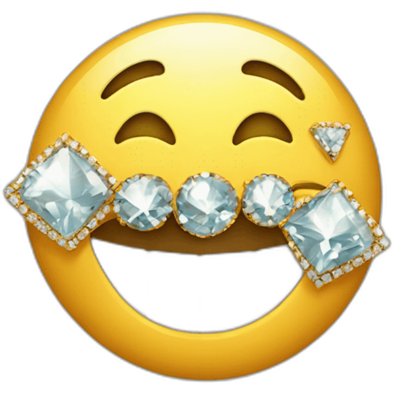 smiling emoji with diamond and gold teeth emoji