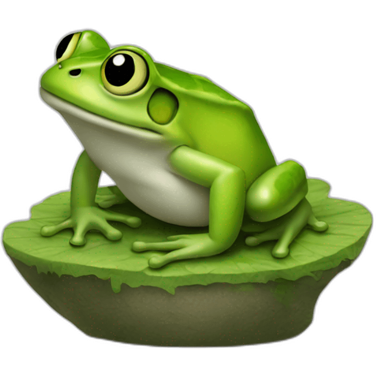 Grenouille avec un bonjo emoji