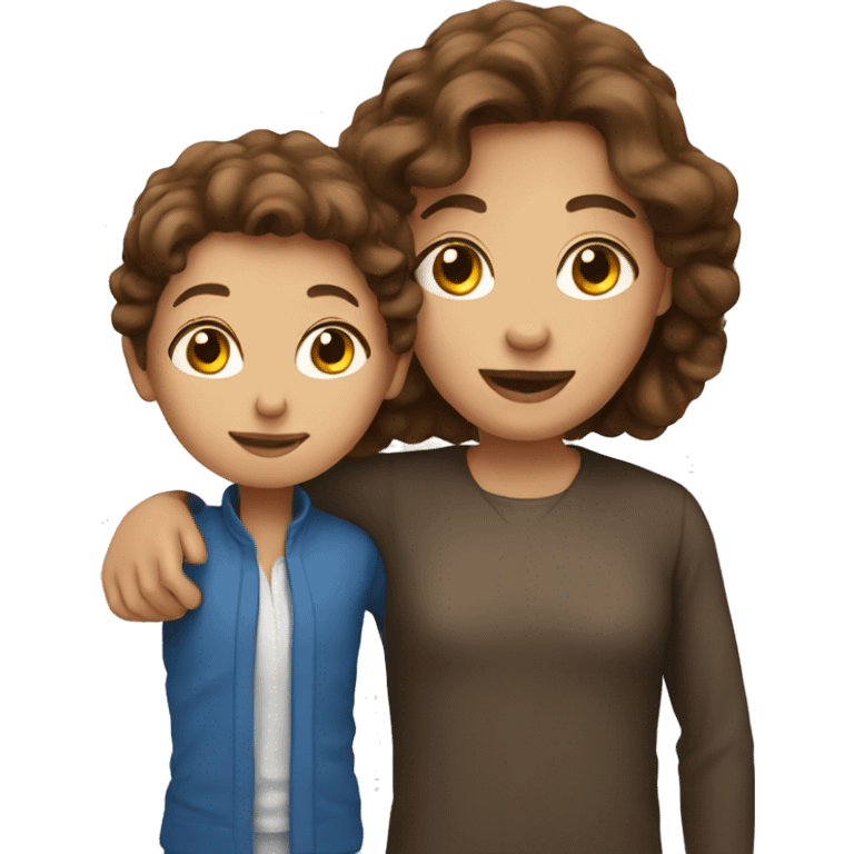 Brown hair lady with boy emoji