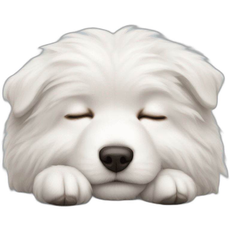 Fluffy white dog sleeping face emoji