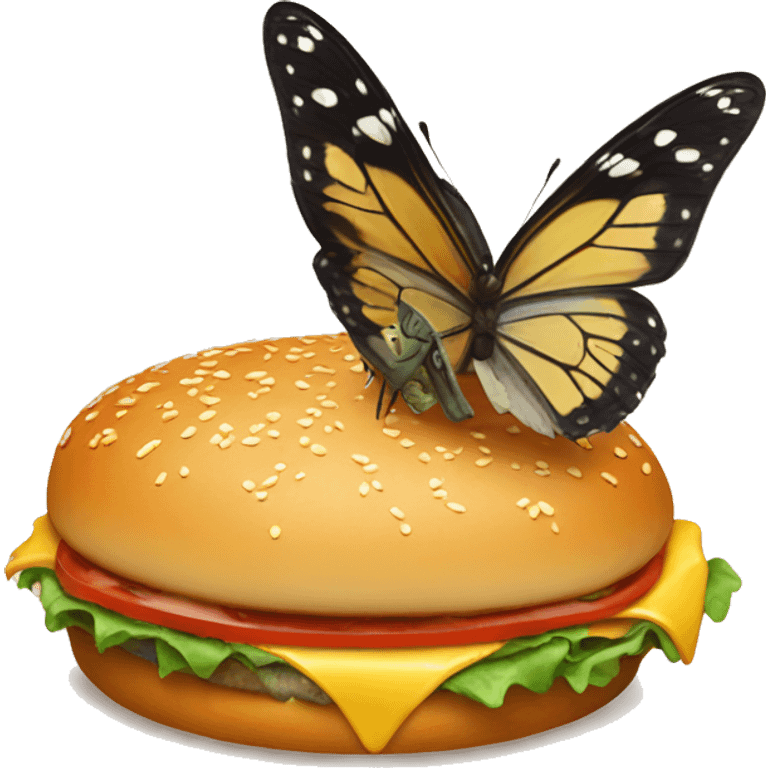 butterfly eating burger emoji