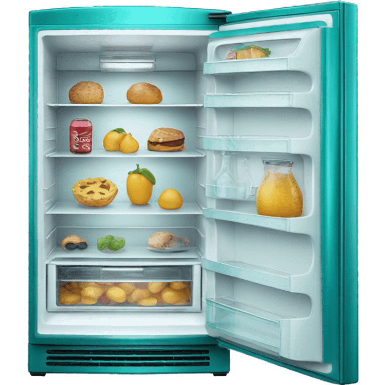 Realistic metallic teal fridge isolated.  emoji