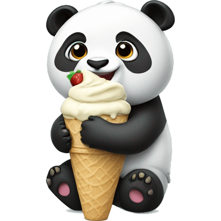 Panda eating ice cream emoji