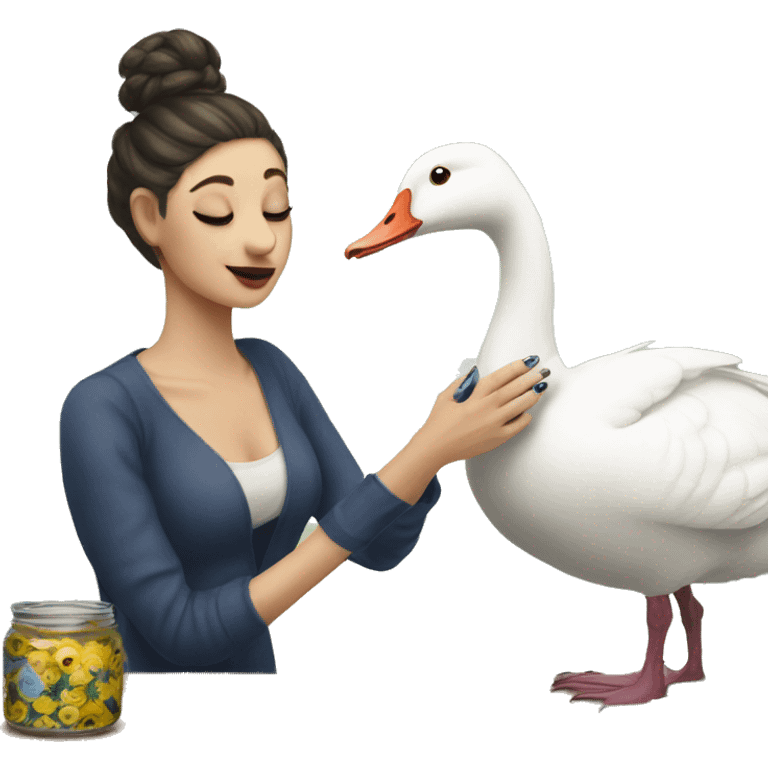 white goose painting nails emoji