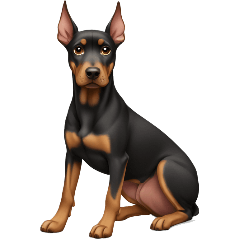 Doberman mix dog full body with fawn Frenchie full body emoji