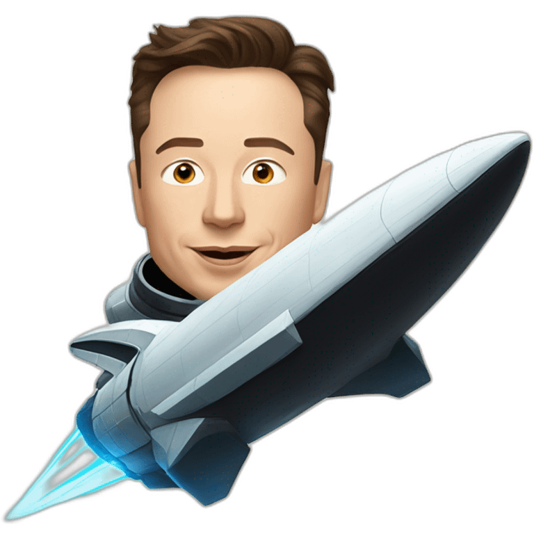 Elon musk riding a space ship emoji