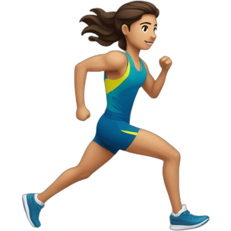 Athlete brune cheveux long en train de courir emoji