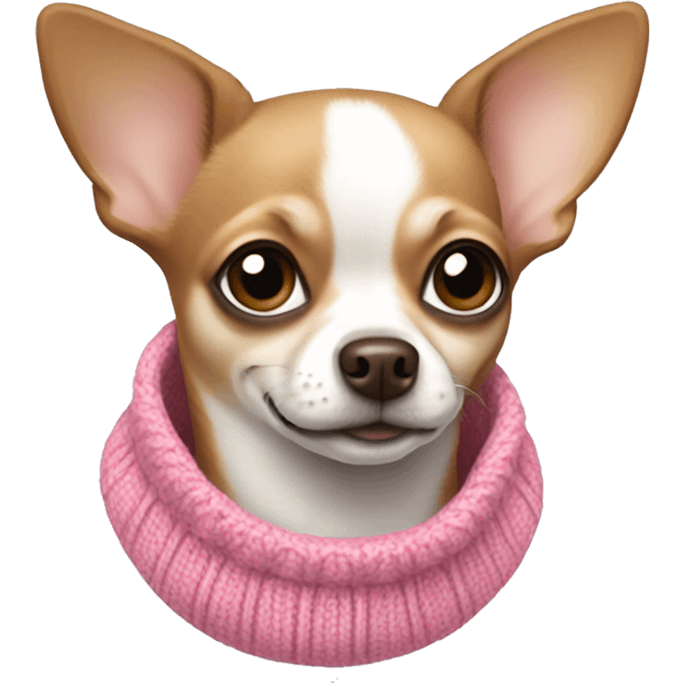 brown and white chihuahua wearing a pink sweater  emoji