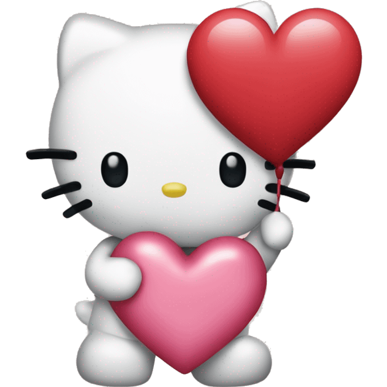 hello kitty holding a heart that says “I love you” emoji