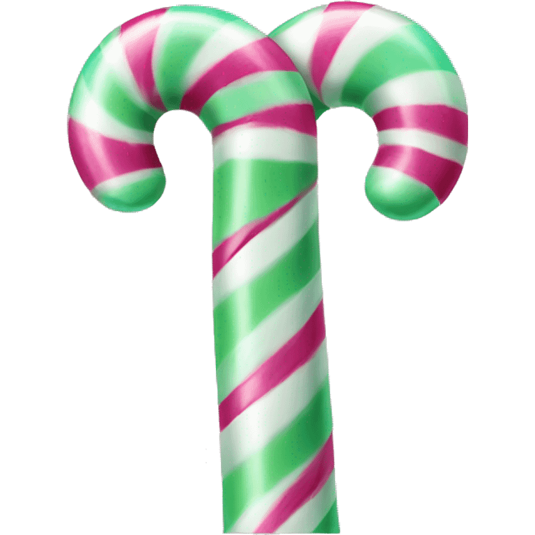 Realistic hot pink and mint green candy cane. emoji