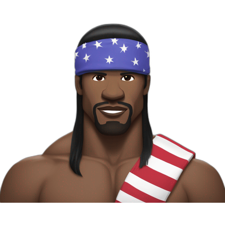 Terry crews muscular with long straight black hair and flag headband emoji