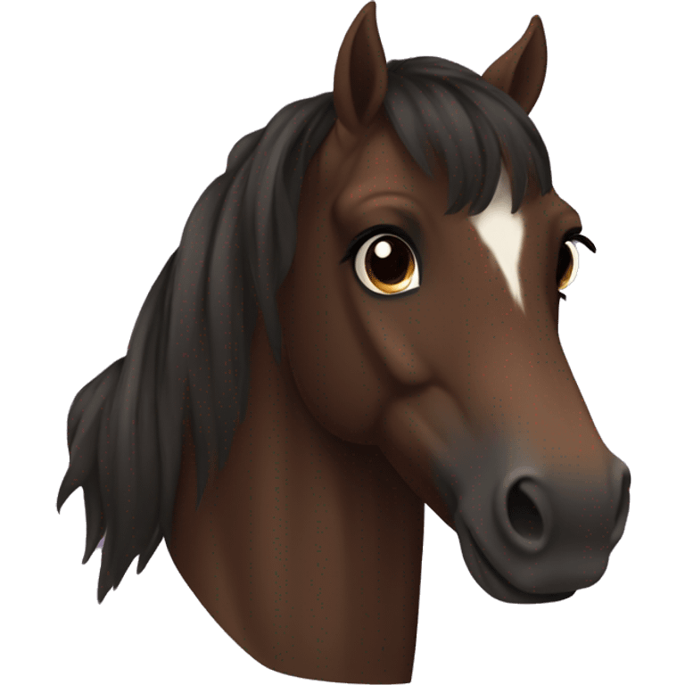 Dark bay horse with brown hair girl emoji