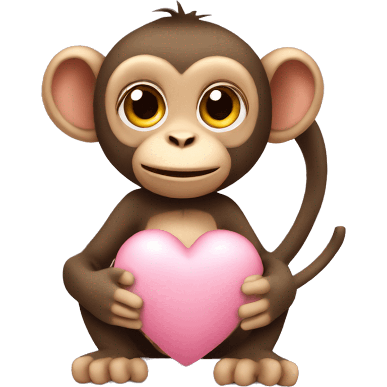 monkey holding a light pink heart emoji