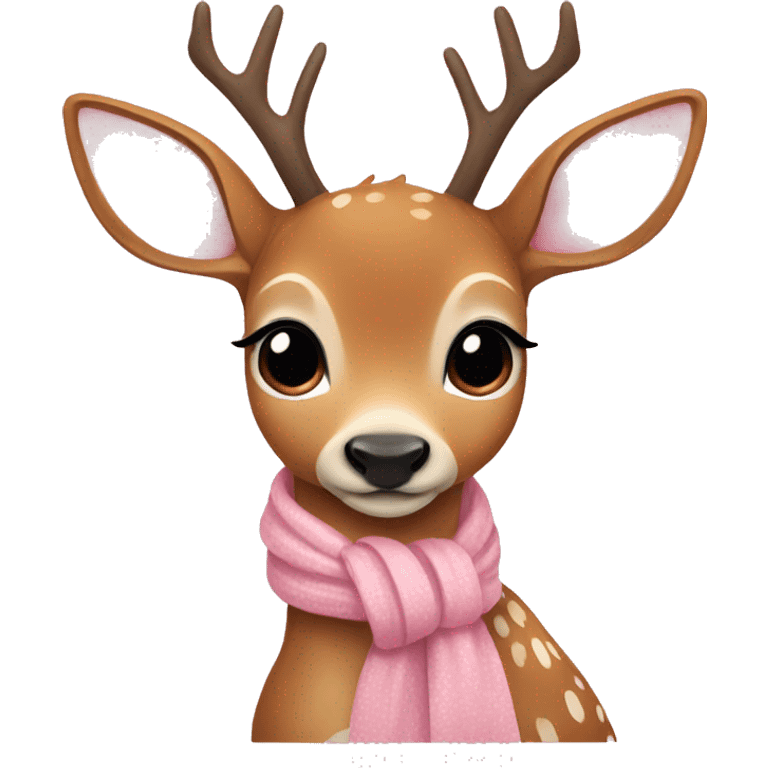 cute deer with a baby pink scarf and bow emoji