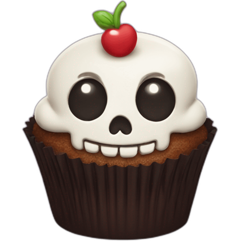 Happy skull cupcake emoji