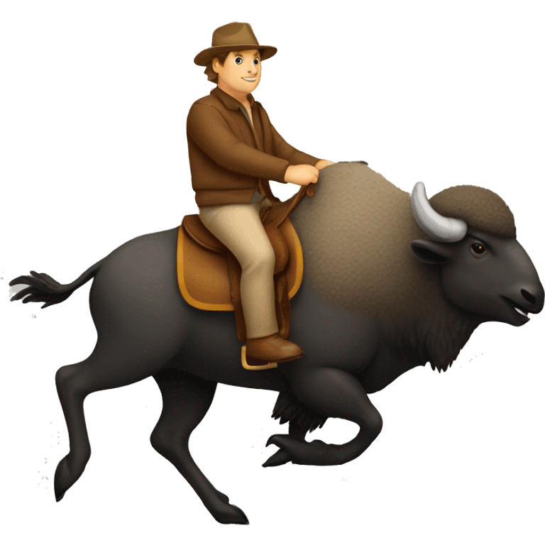 goose riding a bison emoji