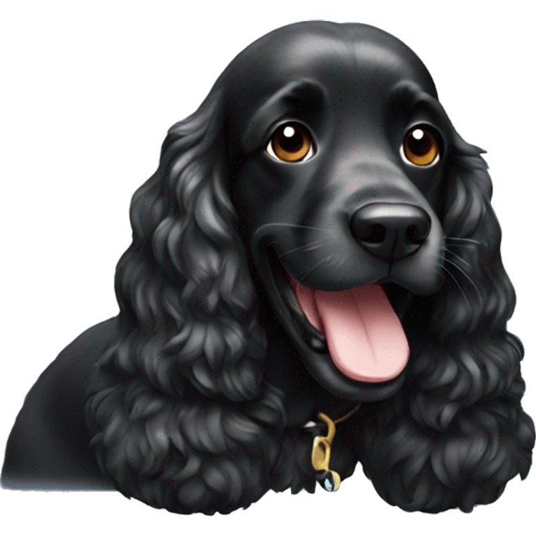 Black cocker smiling emoji