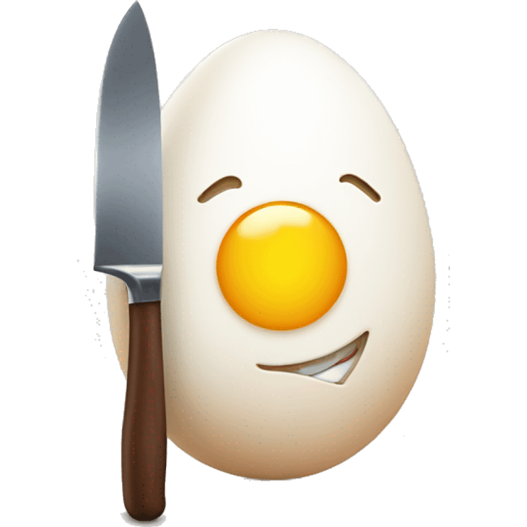 a egg smiling and holding a knife emoji