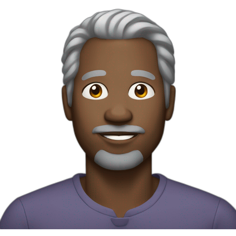 45 years old black  man with grey hair but no beard and no mustache emoji