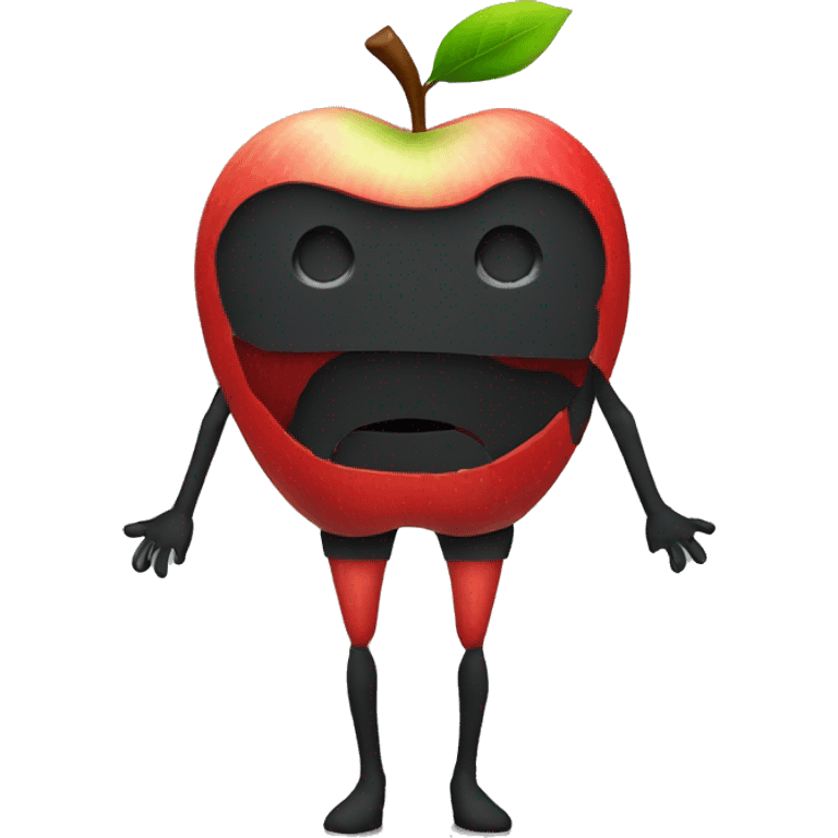 Apple with face and black arms amd legs emoji