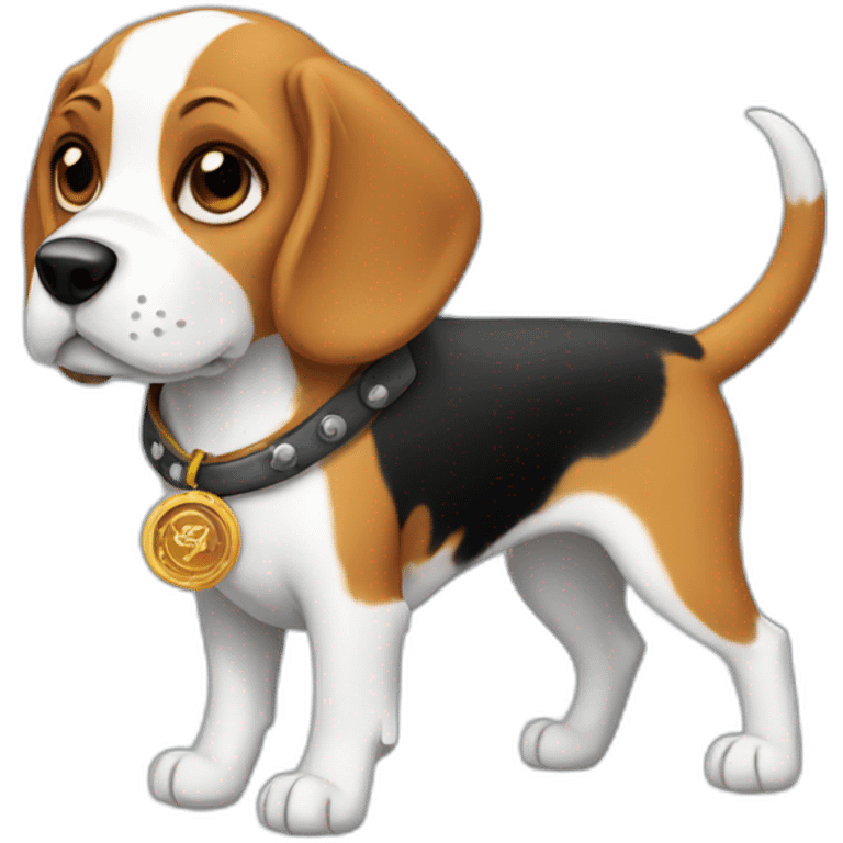 Beagle with pirate medallion emoji