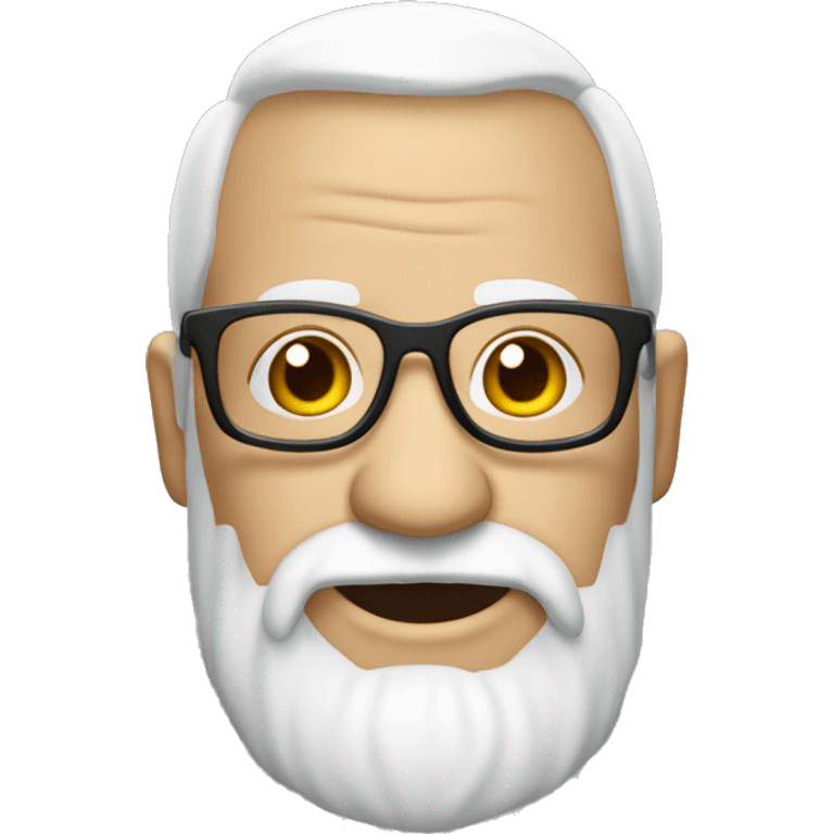 Papy chauve avec des lunettes et barbe blanche emoji