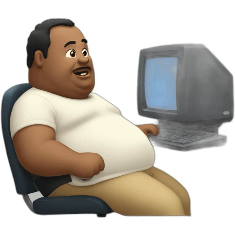 fat man using a computer emoji