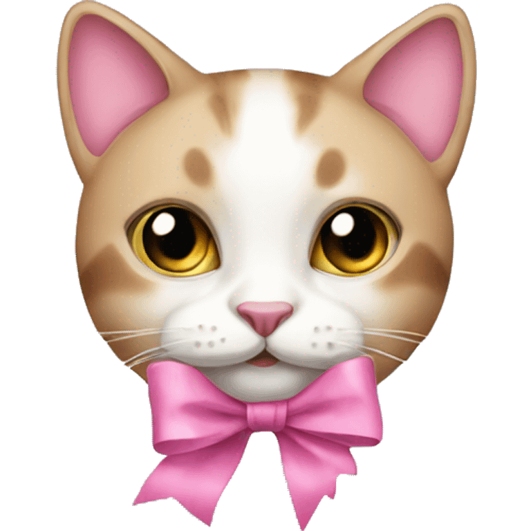 cat with cute pink bows emoji