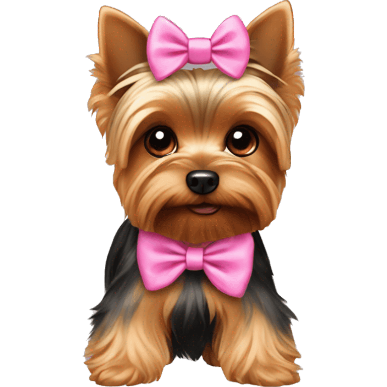 A yorkie wearing a pink bow emoji