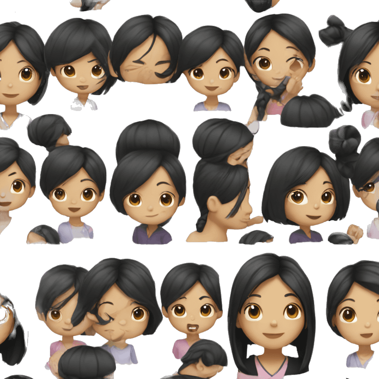 Asian black hair girl emoji