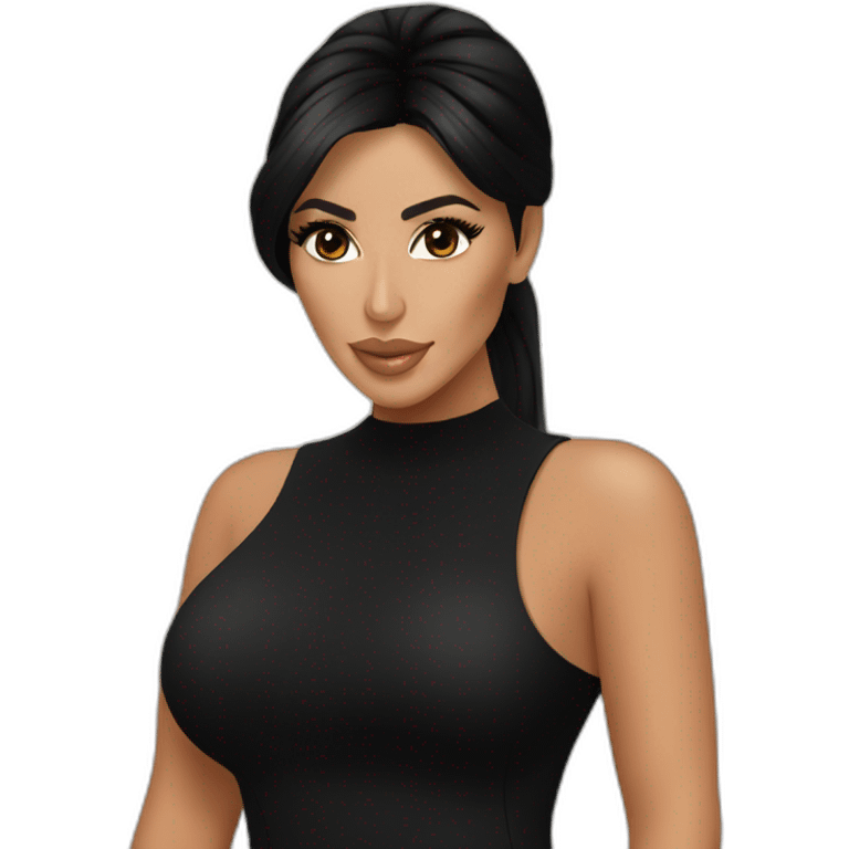 Kim Kardashian with black dress emoji