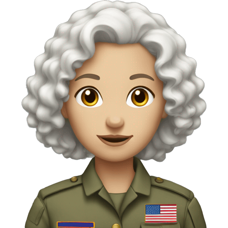 white hair girl in the military curly hair emoji