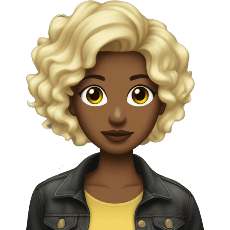 Cheveux noirs mi-longs, légèrement ondulés
Yeux verts perçants
Taille moyenne, silhouette athlétique
Vêtue d'une veste en cuir noir et d'un jean sombre. elle a une main relevé comme si elle tenait quelque chose emoji