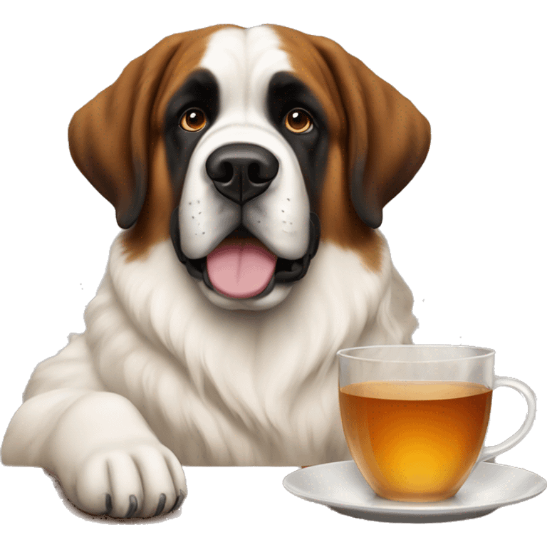 Saint Bernard drinking tea emoji