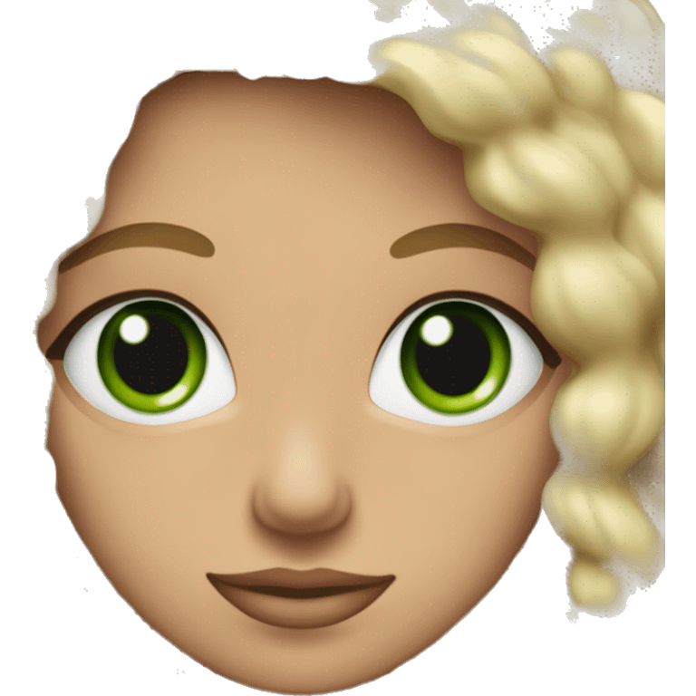 Rubia de pelo rizado y ojos verdes azulado emoji