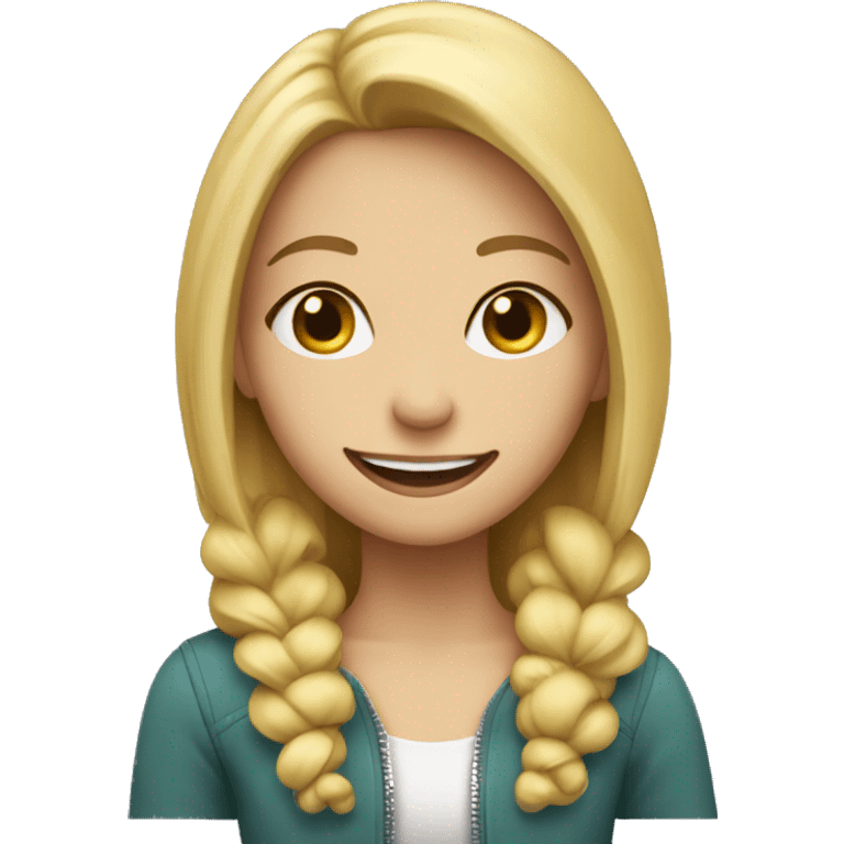 blonde girl smiling with zipper emoji