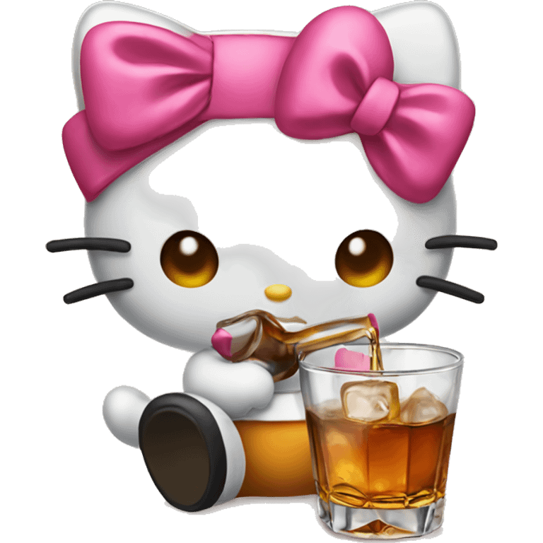 Hello Kitty drinking whiskey emoji