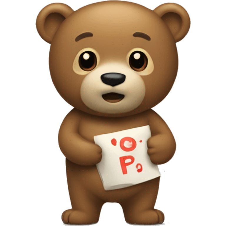 Un oso con un buzo con la letra D en el buzo  emoji