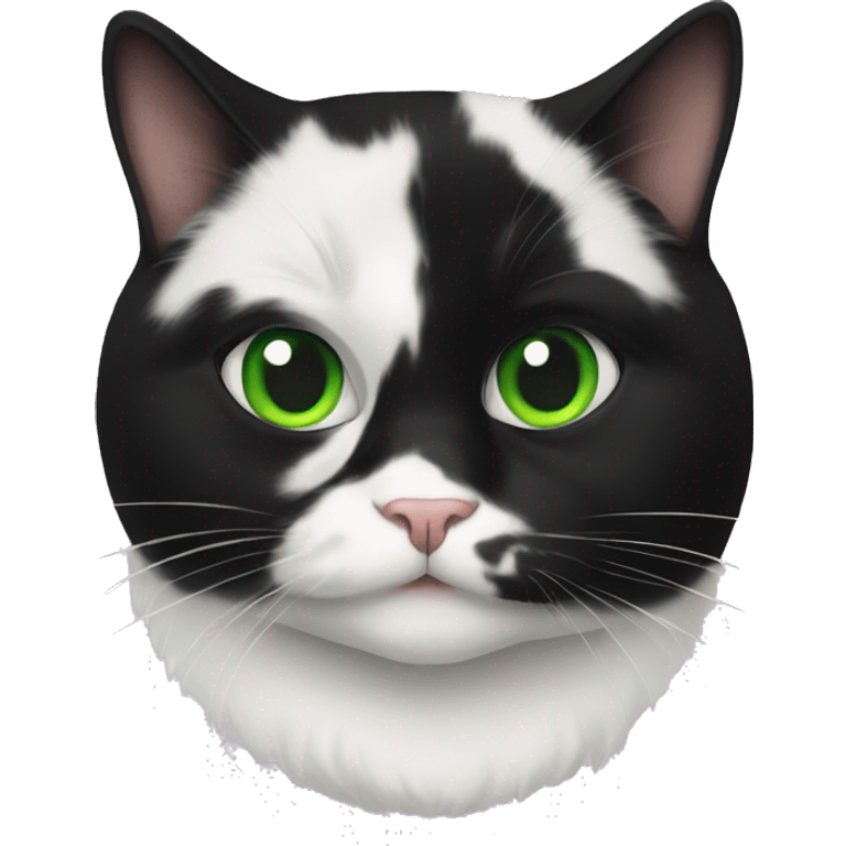 Obese tuxedo cat green eyes emoji