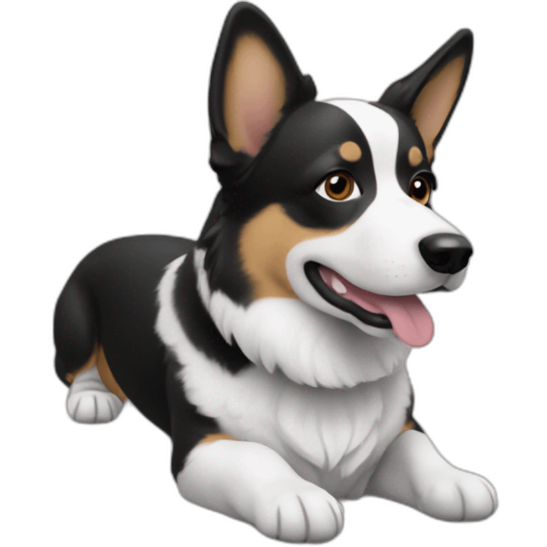 Dog corgi cardigan black&white emoji