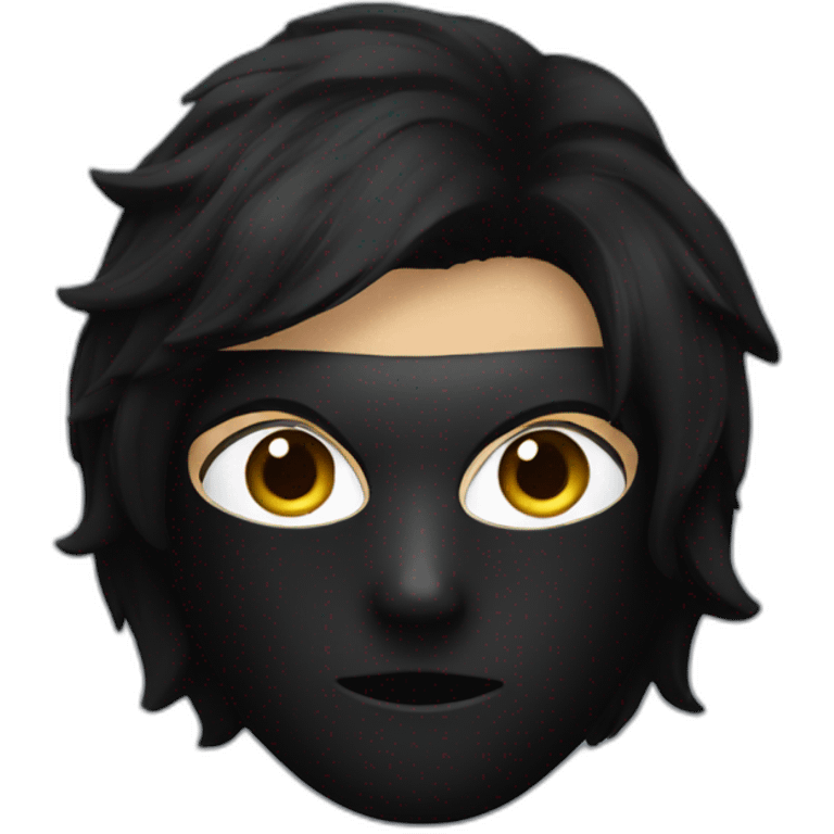 a boy with a black hair wearing a black mask emoji