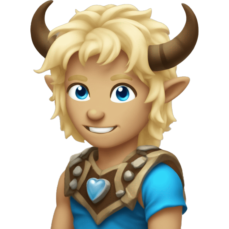 blond minotaur with blue eyes in love emoji