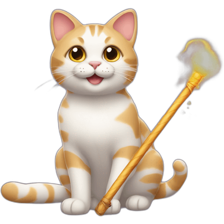 Cat with magic stick  emoji